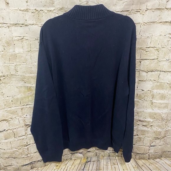 Chaps Navy Blue Cotton 1/4 Zip Mock Neck Pullover Sweater - Picture 3 of 4